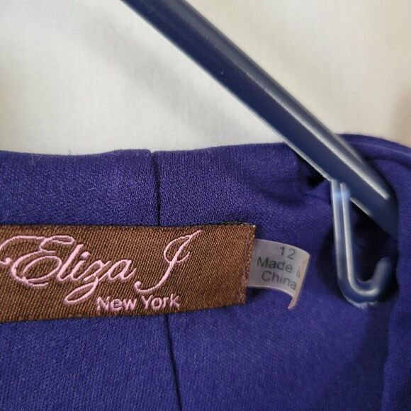 Eliza J Dress Sleeveless Cobalt Blue dressy sz 12 vtg zip belt V-neck timeless - Picture 16 of 17